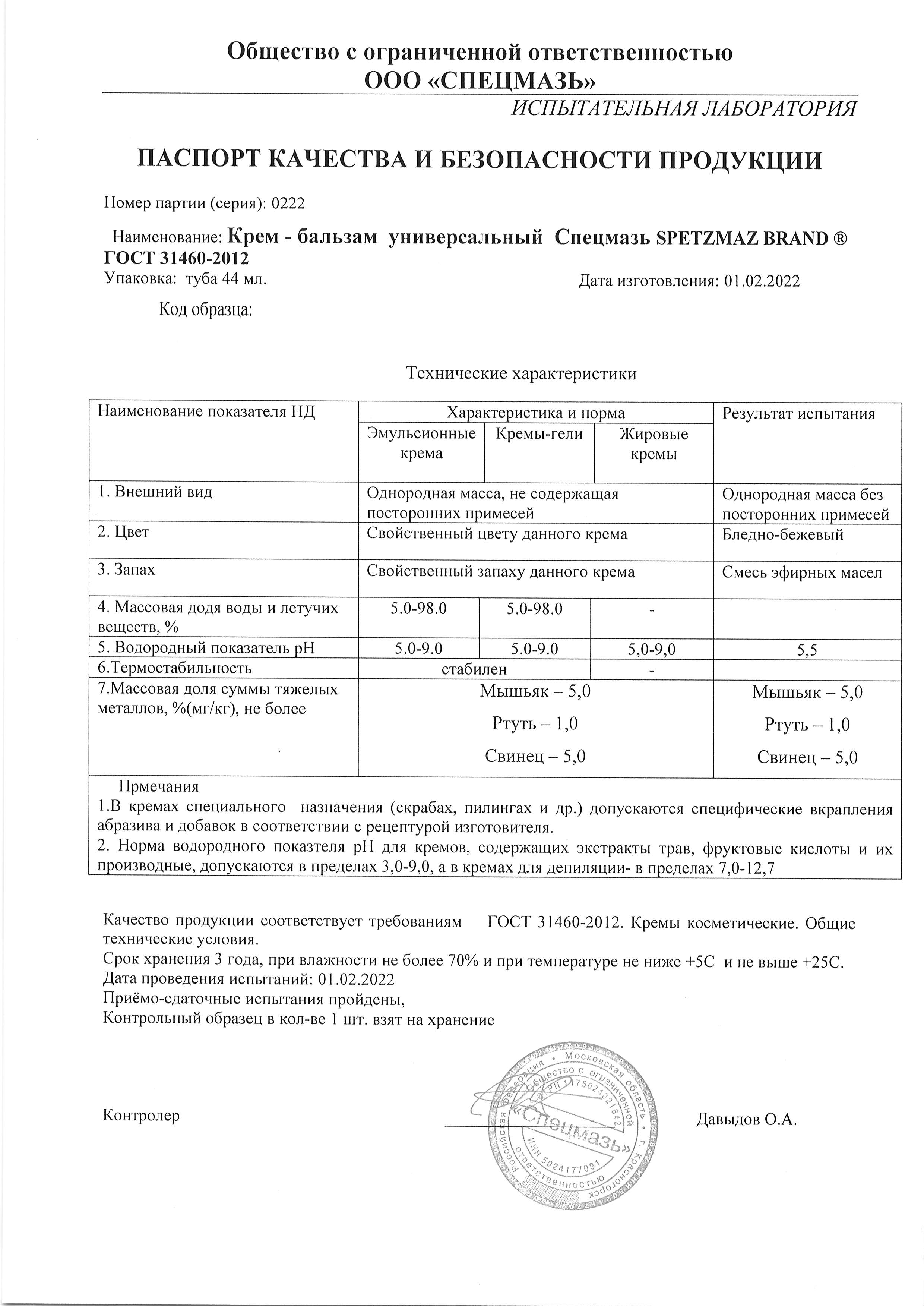 Паспорт №022022